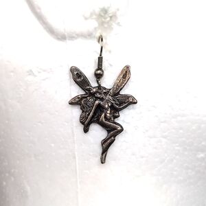 Silver Toned Flying Fairies Drop Dangle Hook Earrings